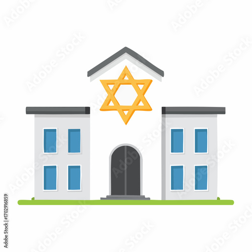 Synagogue Building Flat Style Star of David Symbol Jewish Temple Religion high quality professional