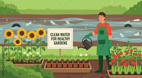 Illustrative depiction showcasing the essence of clean water for thriving gardens