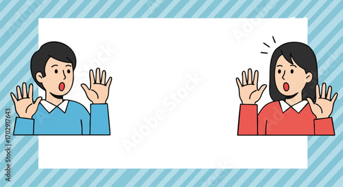 Shocked people reacting with surprise and disbelief to unexpected news or event
