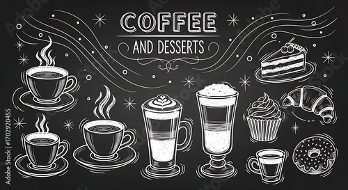 Chalkboard Coffee and Desserts Menu Design.