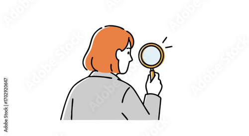 Professional person intently examining with magnifying glass, seeking clarity and insights for business.