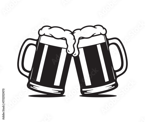 Cheers! Two Beer Glasses Ready to Toast