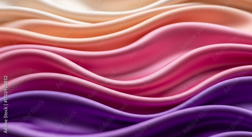 Fototapeta premium Wavy Silk Fabric in Gradient Colors texture background