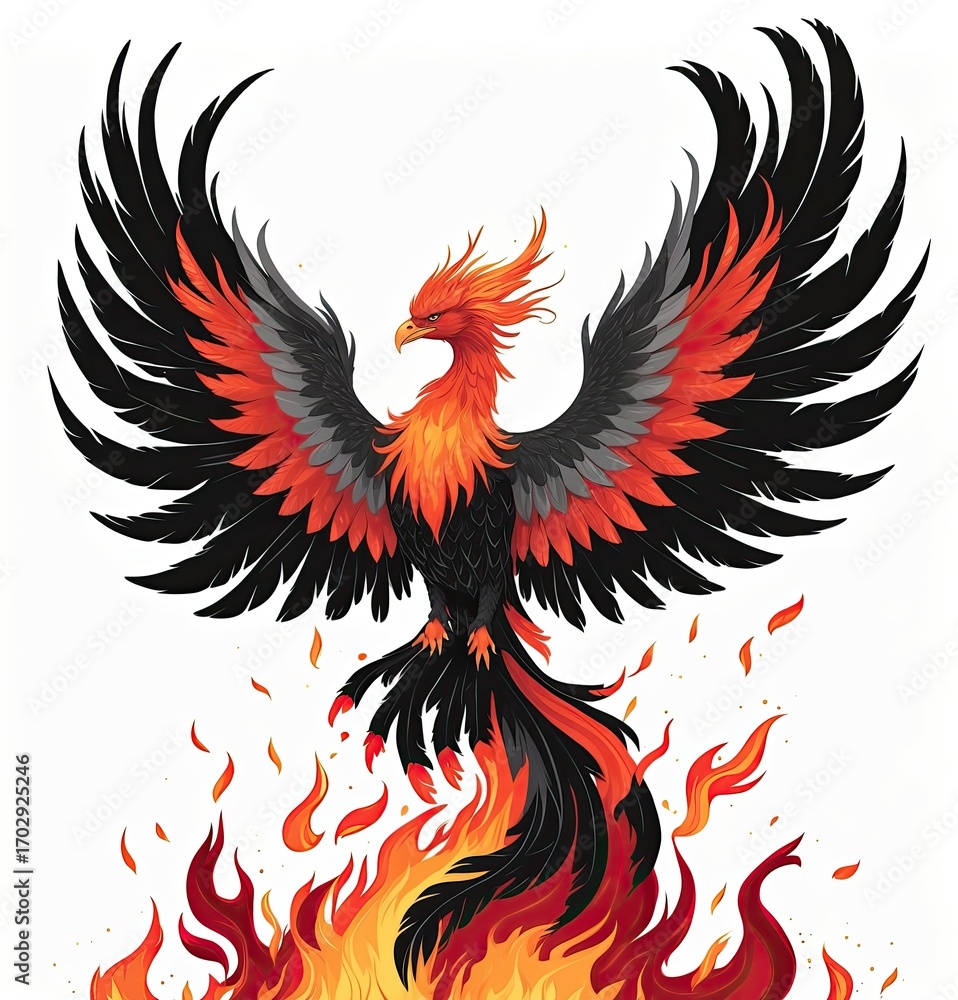 Fototapeta premium A phoenix rising from flames