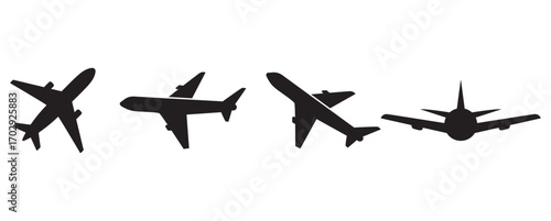 flight Plane set Airplane silhouette set illustration