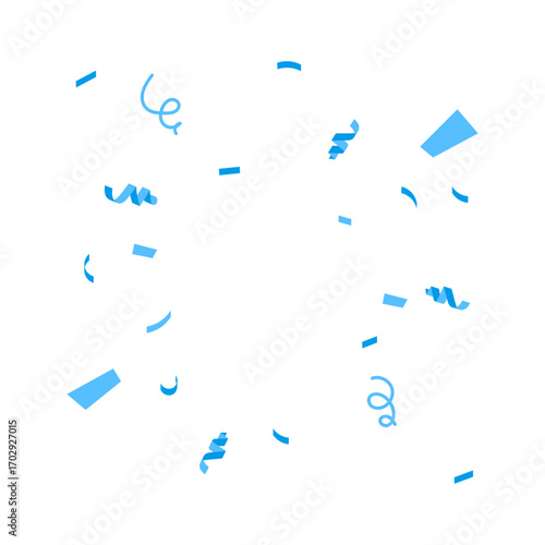 Dynamic shower of bright blue confetti elements, capturing the excitement and festive spirit perfect for announcements, events, or cheerful backgrounds