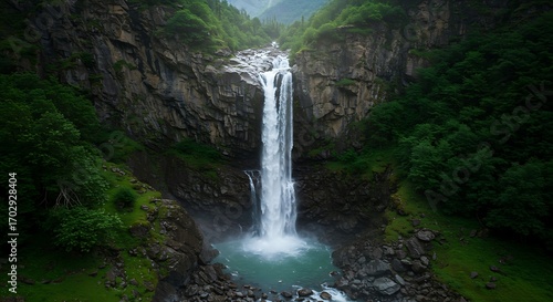 A stunning, lesser-known waterfall hidden in the valleys near Skardu, captured from a unique low-angle perspective  Authentic & Diverse Photography