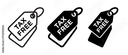 Tax Free Tags in Various Styles Isolated on White Background