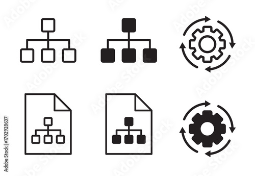 Hierarchy Chart Icons in Simple Design Isolated on White Background