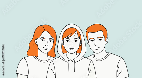 Group of diverse young adults with bright hair smiling and connecting, perfect for youth marketing campaigns
