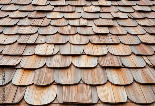 Overlapping wooden shingles forming a textured roof surface,  design,  architecture