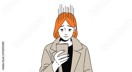 Worried woman receiving bad news on her smartphone, conveying stress and anxiety