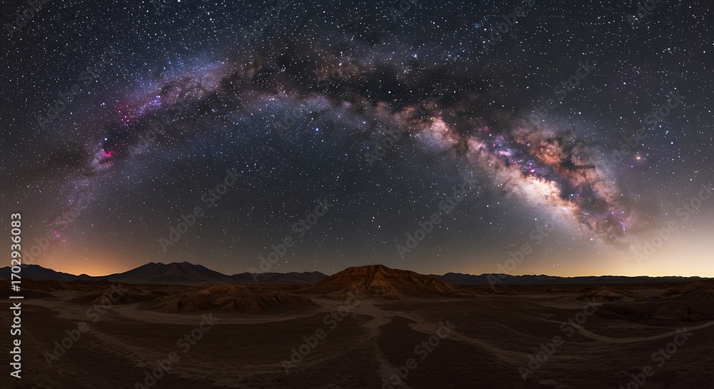Fototapeta premium A wide-angle shot of the star-filled night sky over the remote landscape of the Atacama Desert, Chile