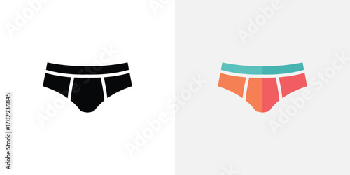 Black Underwear Icon Alongside Colorful Men's Briefs Apparel Design Illustration on White Background