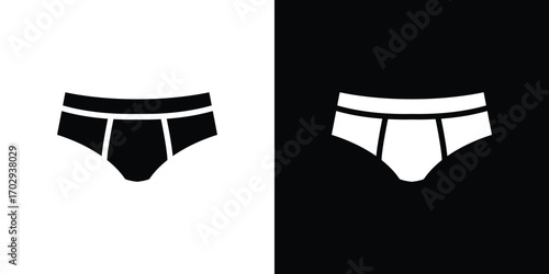 Men's Underwear Illustration Briefs in Black and White Contrasting Backgrounds Clothing Item