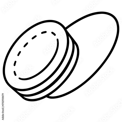 Simple black line drawing of a baseball cap viewed from the side and slightly above silhouette
