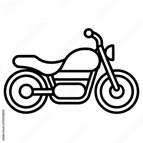 Classic motorcycle side profile silhouette icon for transportation and adventure