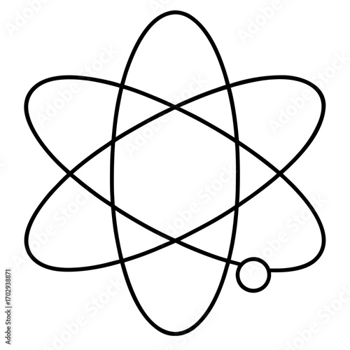 Abstract atomic structure with orbiting electrons silhouette