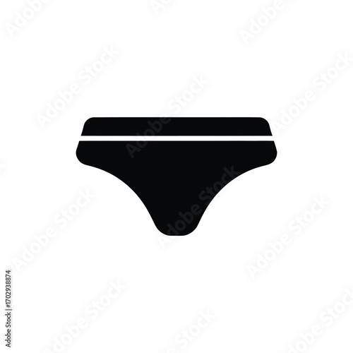 Silhouette of Black Women's Underwear Panties Isolated on a White Background