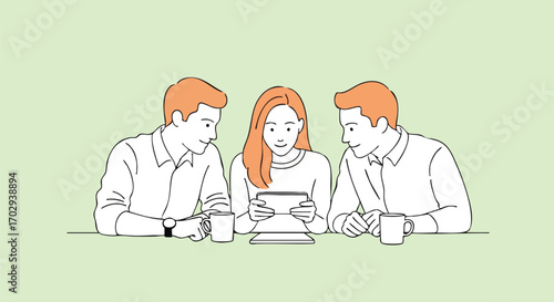 Teamwork makes the dream work as colleagues collaborate on a tablet, sharing ideas