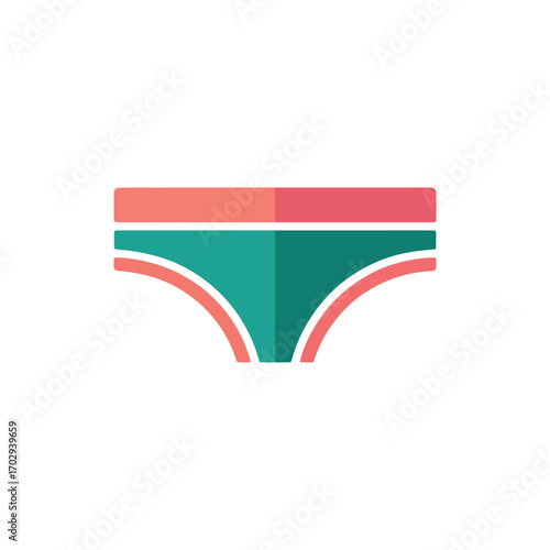 Teal and Salmon Bikini Bottoms Icon on White Background Illustration Stock