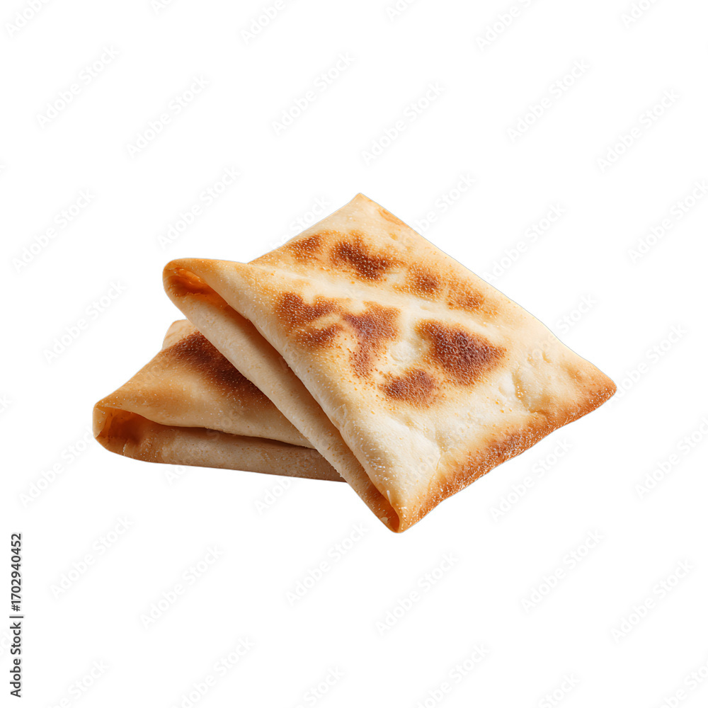Fototapeta premium Golden - brown triangular pastries stacked showcasing their crispy texture against a stark background Delicious culinary delight