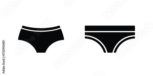 Two Different Styles of Black Underwear Icons Depicted on a White Background Design