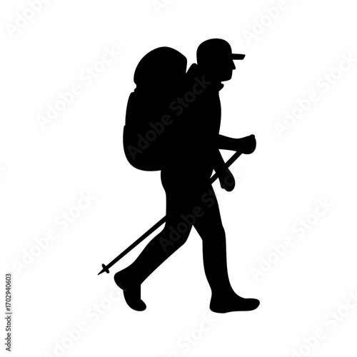 Mountain Climber Silhouette Vector Illustration