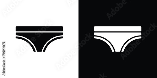 Underwear Icon Depicting Briefs in Black and White Color Scheme with SidebySide Layout
