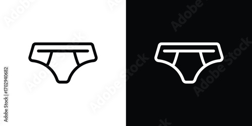 Underwear Icon Illustration of Briefs in Black and White on Split Background