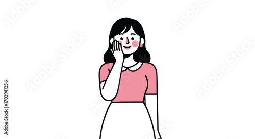 Smiling woman sharing a secret with hand near mouth, perfect for beauty or personal care concepts