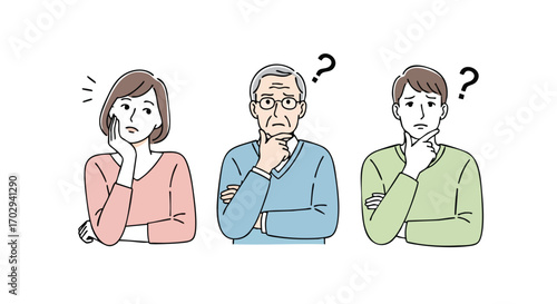 Confused family members ponder important decisions, seeking answers with thoughtful expressions