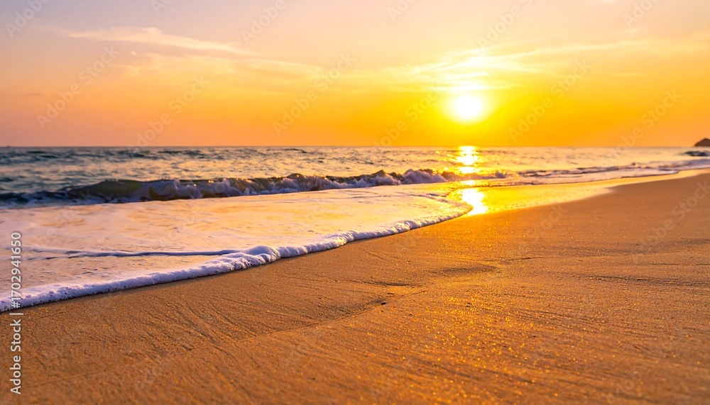 Obraz premium Golden sunset on a sandy beach