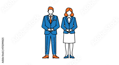 Professional business people standing confidently in matching suits ready to collaborate and achieve team success