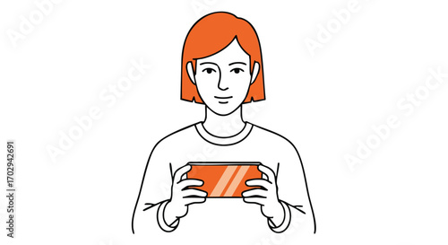 Confident young person holding smartphone horizontally, engaged with digital content