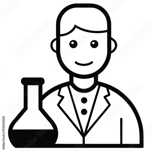 Happy Scientist with Laboratory Flask