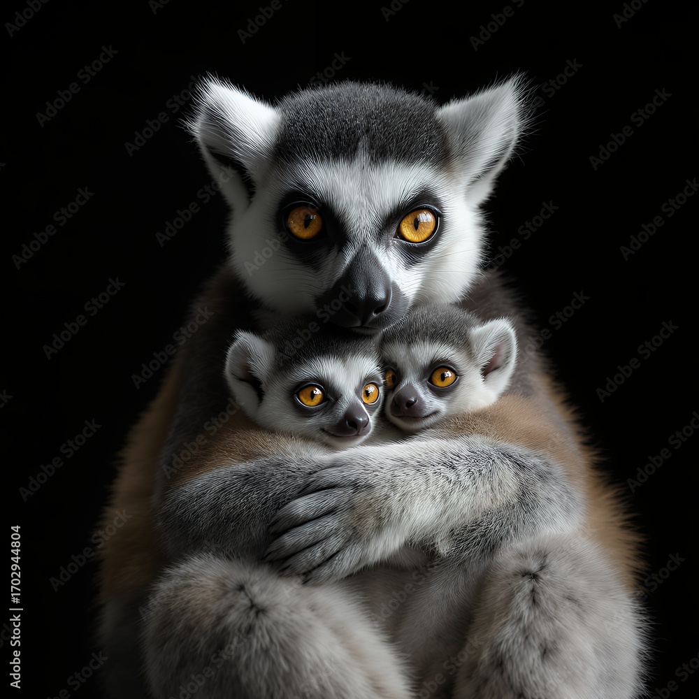 Obraz premium Mother Lemur with Young