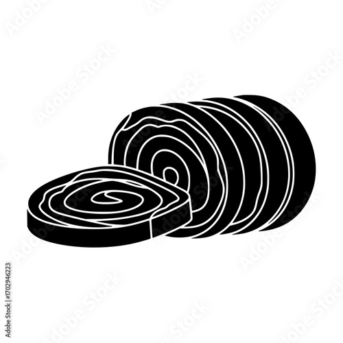 Simple vector illustration of stacked rolled food snacks representing sushi, wraps, or traditional cuisine dishes.