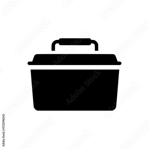 Black cooler box silhouette icon representing picnic, camping, food storage, and outdoor activities.