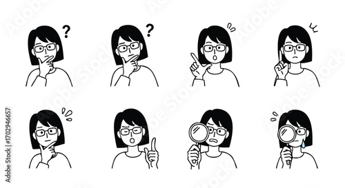 Capturing moments of contemplation, confusion, and discovery with expressive character icons