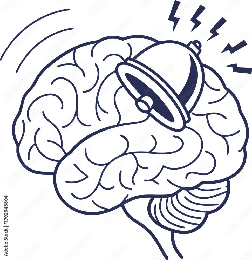 Obraz premium Ringing alarm bell in the brain