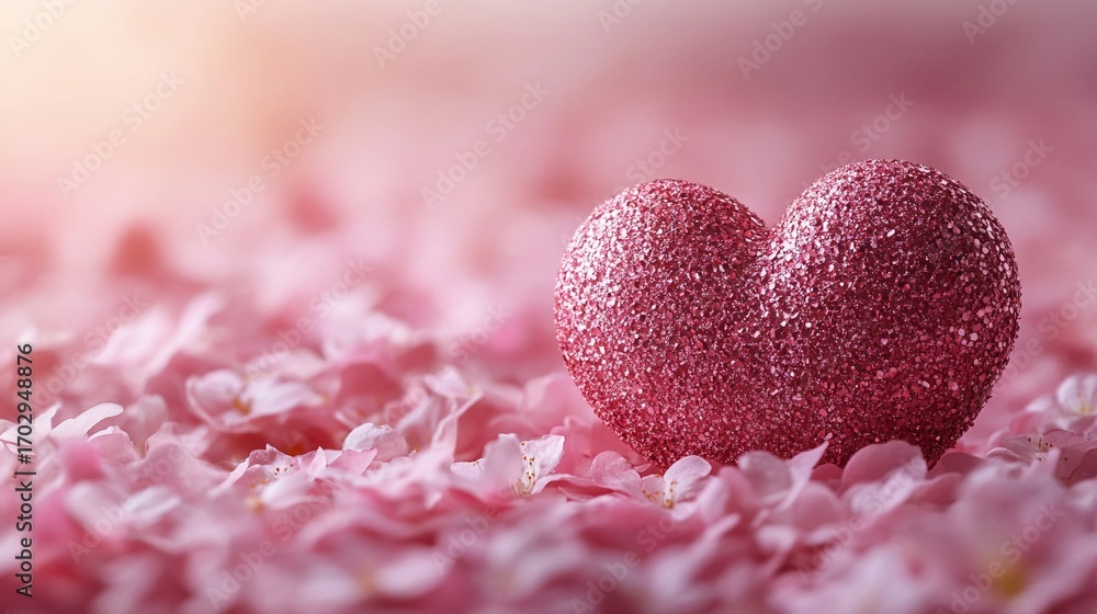 Obraz premium Soft pink heart on blurred background perfect for valentines wedding or romantic design