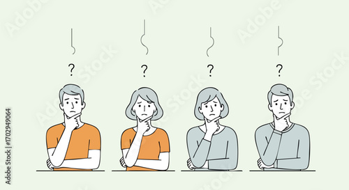 Diverse people pondering complex choices, seeking answers with thoughtful expressions