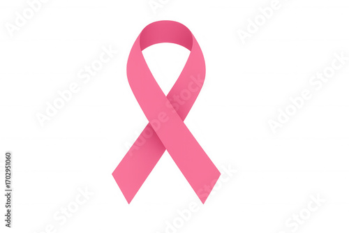 Pink breast cancer awareness ribbon representing solidarity, floating against transparent backdrop