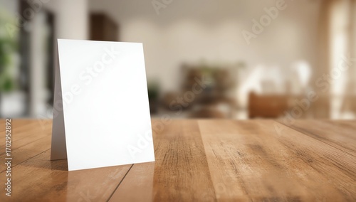 Mock up blank menu frame on table in coffee shop stand for your text of display your product 