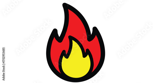 Vibrant cartoon flame icon symbolizing heat energy and passionate ideas