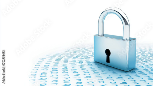 Wallpaper Mural Secure silver padlock on digital code background expressing data protection and trust Torontodigital.ca