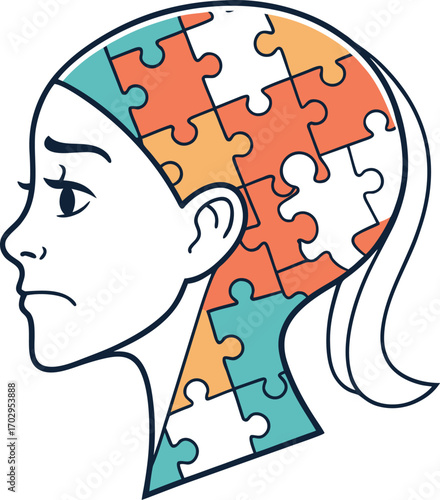 Sad girl with autism spectrum disorder, mental health concept