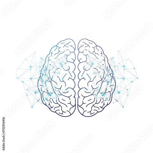 Illustration depicting a human brain with connected neural network structures.