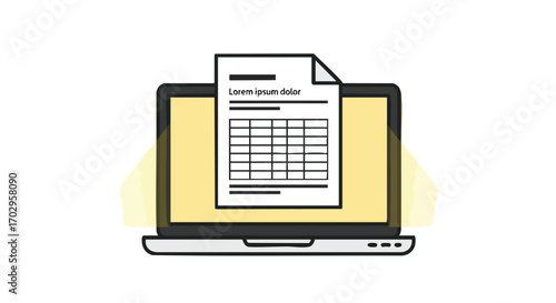 Modern laptop displaying spreadsheet data and financial report for business analysis and planning
